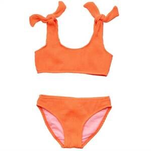 NEW SNAPPER ROCK girl's tie crop bikini set in tangerine
